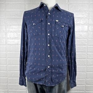 Salt Valley Western Pearl Snap Long Sleeve Mens Medium Shirt Geometric Pattern
